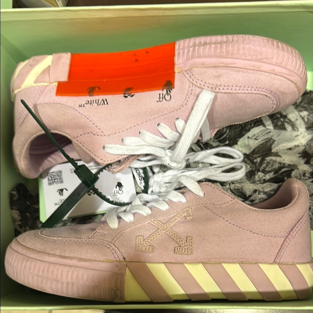 Off-White Pink Sneakers with White Accents